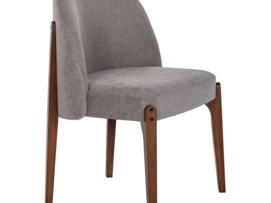 Καρέκλα Τραπεζαρίας Rammer HM9744.01 57x55x86cm Ύφασμα & Rubberwood Walnut-Grey Rubberwood,Ύφασμα