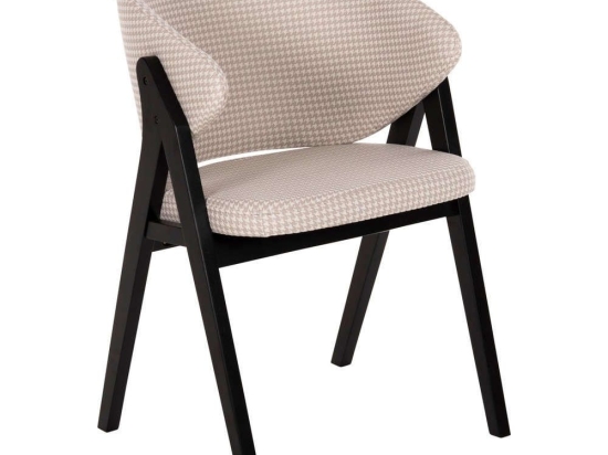 Καρέκλα Hana HM9746.01 55x60x84cm Ύφασμα & Rubberwood Black-Beige Rubberwood,Ύφασμα