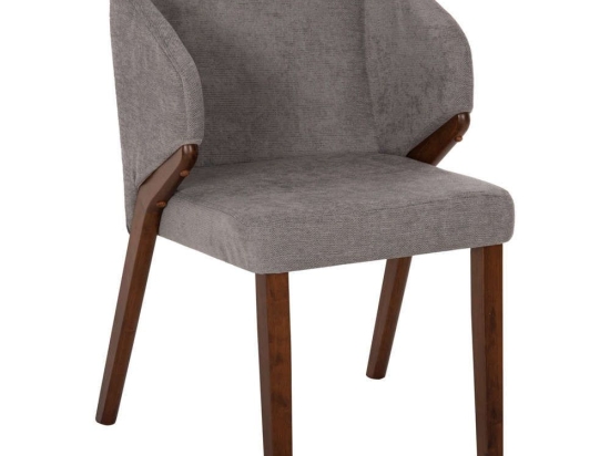 Καρέκλα Radder HM9749 50x53x77cm Ύφασμα & Rubberwood Walnut-Grey Rubberwood,Ύφασμα
