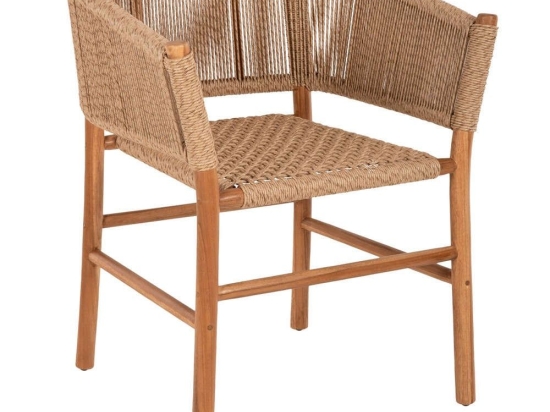 Πολυθρόνα Irvine HM9822 56x62x75cm Με Σχοινί Από Ξύλο Natural-Teak Ξύλο,Σχοινί