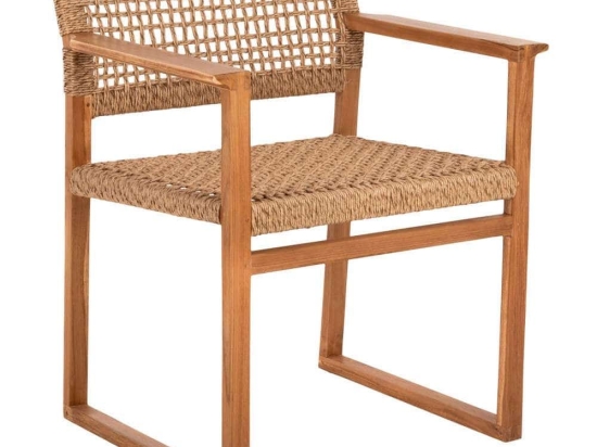 Πολυθρόνα Narley HM9824 605x52x76cm Με Συνθετικό Σχοινί Από Ξύλο Natural-Teak Ξύλο,Σχοινί