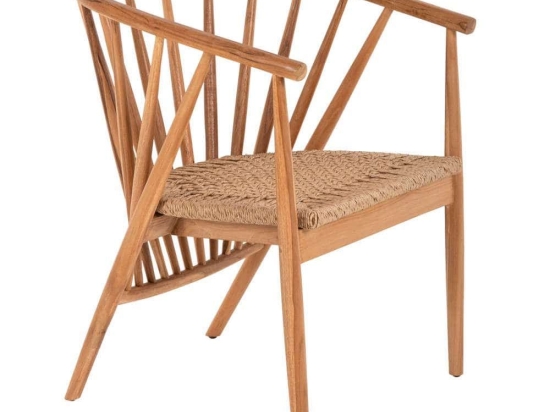 Πολυθρόνα Permaine HM9825 57,5x59,5x82cm Με Σχοινί Από Ξύλο Natural-Teak Ξύλο,Σχοινί