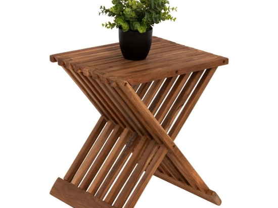 Τραπεζάκι Βοηθητικό Πτυσσόμενο HM7896 40x33x45cm Από Ξύλο Natural-Teak Ξύλο