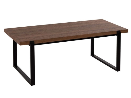 Τραπέζι Σαλονιού HM9585.04 120x60x46cm Με Μαύρη Μεταλλική Βάση Walnut Mdf,Μέταλλο