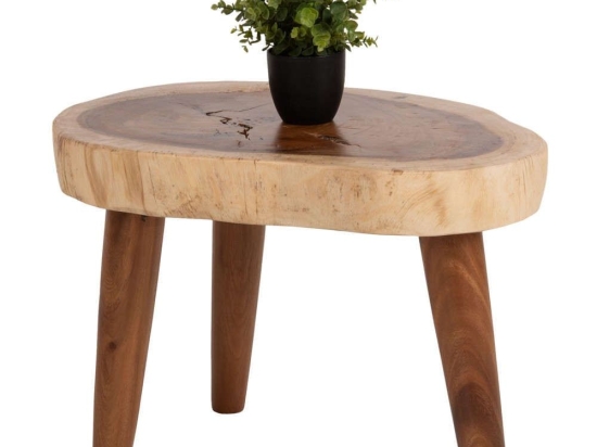 Τραπέζι Σαλονιού Dompu HM9630 8cm Πάχος 66x44x46cm Από Μασίφ Suar Ξύλο Natural Ξύλο