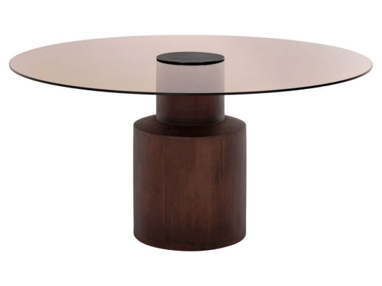 Τραπέζι Σαλονιού Sunnet HM9670 Φ80x41cm Top Mango Brown Ξύλο,Γυαλί