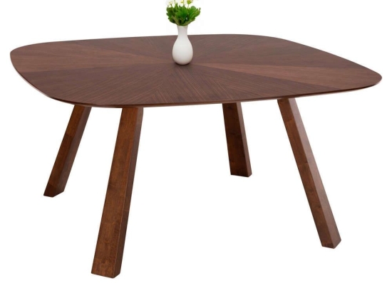 Τραπέζι Τραπεζαρίας Riner HM9733 150x150x75cm Με Καπλαμά Walnut Mdf