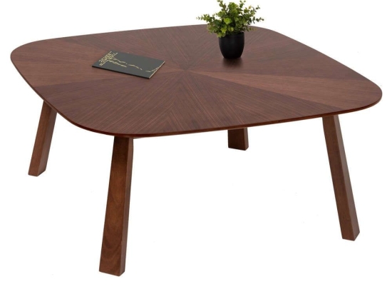 Τραπέζι Σαλονιού Riner HM9738 100x100x45cm Με Καπλαμά Walnut Mdf