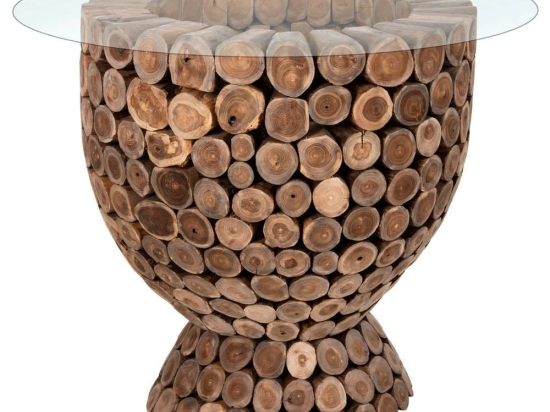 Τραπέζι Bar Στρογγυλό Leeroy HM9806 Φ120x104cm Teak Ξύλου Natural Ξύλο