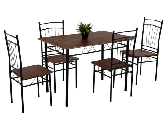 Τραπεζαρία Σετ 5Τμχ Peary HM9416.01 110x70x74cm Black-Walnut 4 Θέσεων Mdf,Μέταλλο