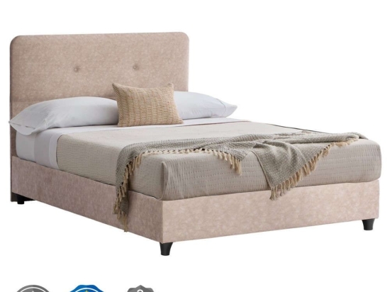 Κρεβάτι Dolores HM648.22 Για Στρώμα 120x200cm Με Ύφασμα Nubuck Beige Ημίδιπλο Ξύλο,Ύφασμα
