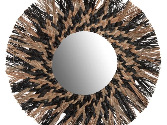Καθρέπτης Τοίχου HM7833 Φ70cm Με Πλαίσιο Grass Natural-Black Grass