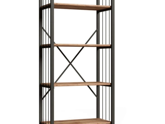 Βιβλιοθήκη Indus HM9425 60x30x150cm Walnut-Grey Μελαμίνη,Μέταλλο