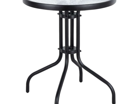 Τραπέζι Στρογγυλό Lima HM5079.03 Φ60x68cm Με Επιφάνεια Γυάλινη Μεταλλικό Black