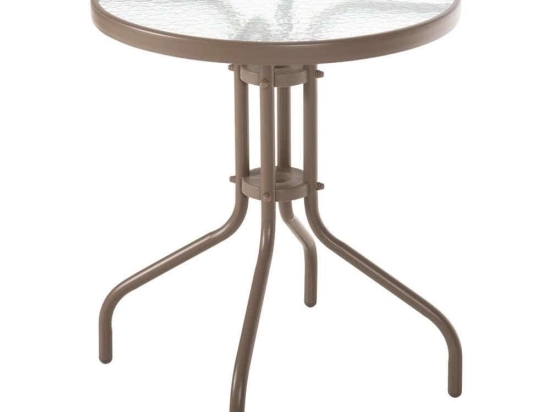 Τραπέζι Στρογγυλό Lima HM5079.04 Φ60x70cm Με Επιφάνεια Γυάλινη Μεταλλικό Champagne
