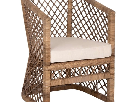 Πολυθρόνα Mpiko HM5990 Με Μαξιλάρι 64x68x87cm Rattan Natural-Ecru