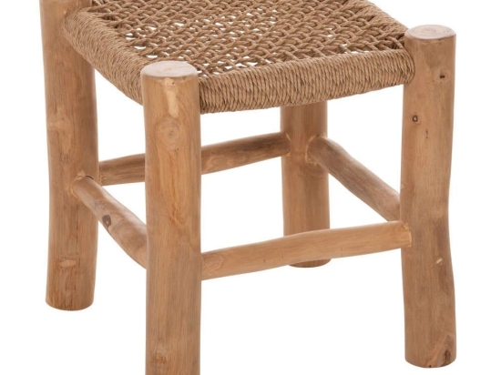 Σκαμπό Londer HM5987 38x38x40,5cm Ξύλινο Με Rattan Natural