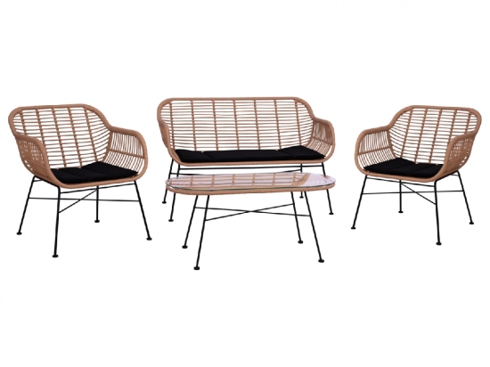 ΣΕΤ ΣΑΛΟΝΙ 4ΤΜΧ ALLEGRA HM5460 ΜΕΤΑΛΛΟ & WICKER ΣΕ ΜΠΕΖ ΧΡΩΜΑ