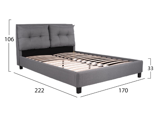 ΚΡΕΒΑΤΙ BILLIE 160x200 εκ. ΜΕ ΥΦΑΣΜΑ ΓΚΡΙ HM551.05