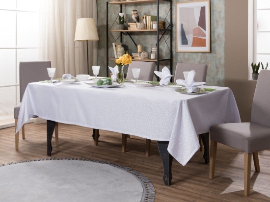 Τραπεζομάντηλο Limoges White Teoran 160Χ250 Βαμβάκι-Πολυέστερ