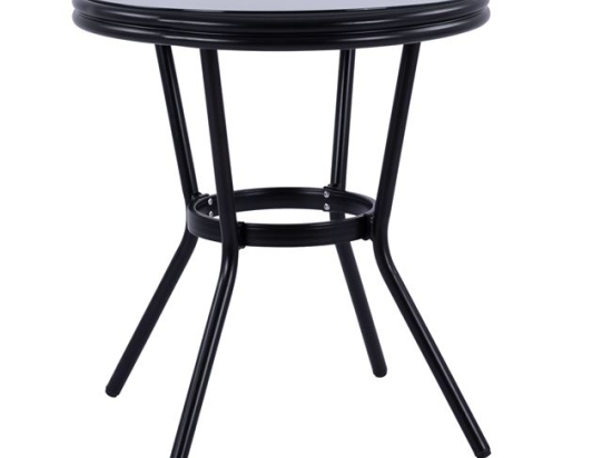 ΤΡΑΠΕΖΙ ΑΛΟΥΜΙΝΙΟΥ MOSES Φ70 BAMBOO LOOK HM5532.02 ΜΑΥΡΟ ΜΕ ΓΥΑΛΙ Φ70X76 εκ