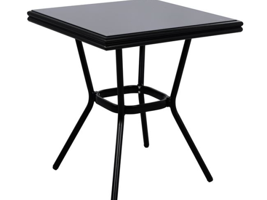 ΤΡΑΠΕΖΙ ΑΛΟΥΜΙΝΙΟΥ HARLOW 70X70X76 BAMBOO LOOK HM5568.02 ΜΑΥΡΟ ΜΕ ΓΥΑΛΙ
