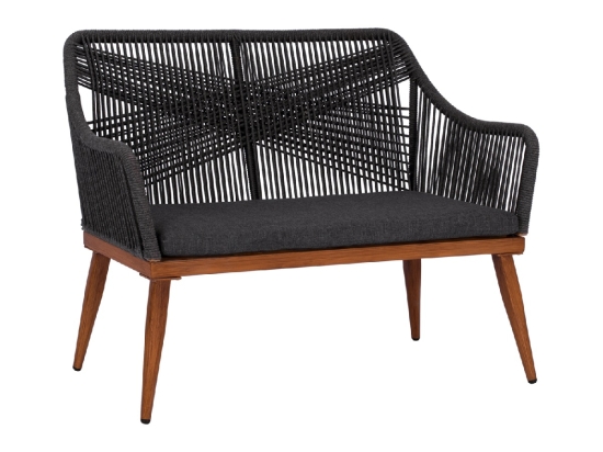 ΚΑΝΑΠΕΣ 2ΘΕΣΙΟΣ HM5550.01 ΑΛΟΥΜΙΝΙΟΥ BAMBOO LOOK ΜΕ ΣΧΟΙΝΙ ΓΚΡΙ 122x60x89Υ εκ.