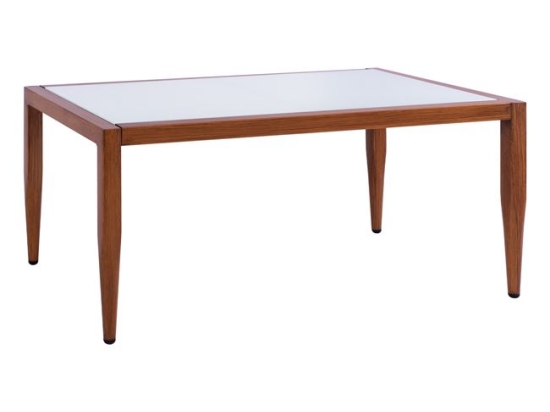ΤΡΑΠΕΖΙ MEIR ΣΑΛΟΝΙΟΥ ΑΛΟΥΜΙΝΙΟΥ BAMBOO LOOK ΜΕ ΓΥΑΛΙ 100Χ58Χ46 HM5551.01