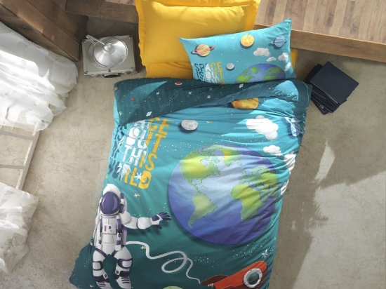 Σεντόνια Παιδικά Space (Σετ 3τμχ) Ciel-Multi Madi Μονό 170x240cm 100% Βαμβάκι