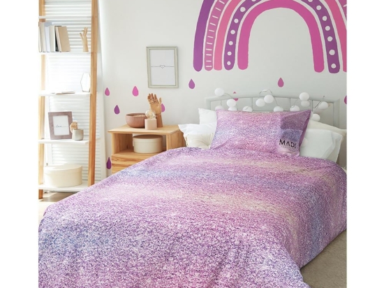 Κουβερλί Παιδικό Fairy Dust (Σετ 2τμχ) Pink Madi Μονό 170x240cm 100% Βαμβάκι