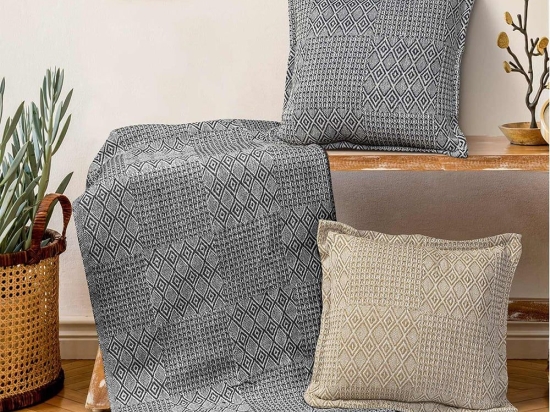 Ριχτάρι Beehive Navy Blue Madi Τριθέσιο 180x300cm 100% Βαμβάκι