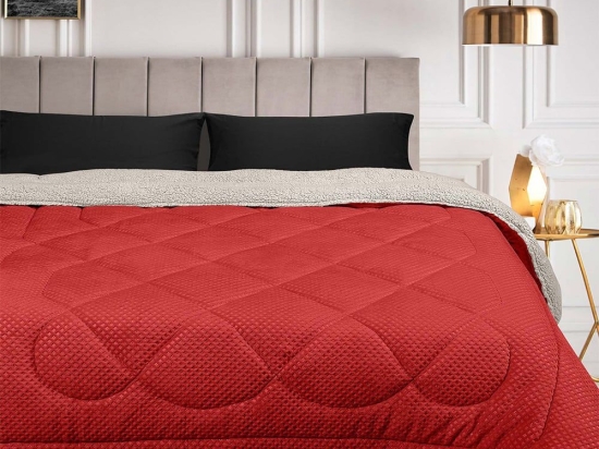 Κουβερτοπάπλωμα Polar Red-Beige Madi Υπέρδιπλο 220x240cm Flannel