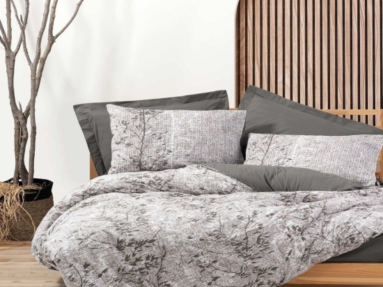 Παπλωματοθήκη Earthy (Σετ 3τμχ) Grey Madi Υπέρδιπλο 220x240cm 100% Βαμβάκι
