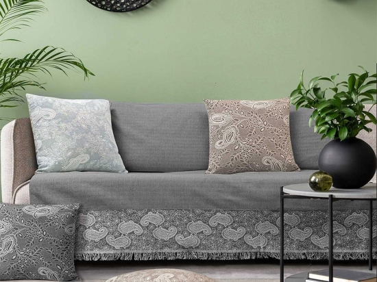 Ριχτάρι Blomster Grey Madi Τετραθέσιο 170x340cm 100% Βαμβάκι