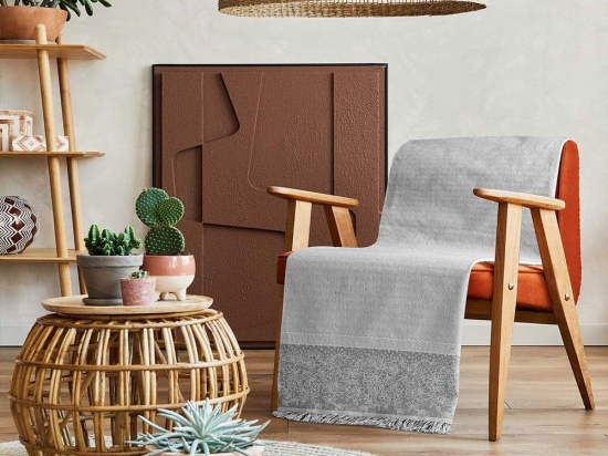 Ριχτάρι Blumen Grey Madi Τετραθέσιο 170x340cm 100% Βαμβάκι