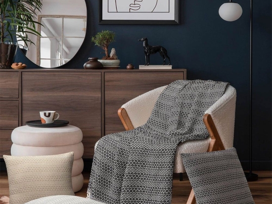 Ριχτάρι Herhaling Anthracite Madi Τριθέσιο 190x300cm 100% Βαμβάκι