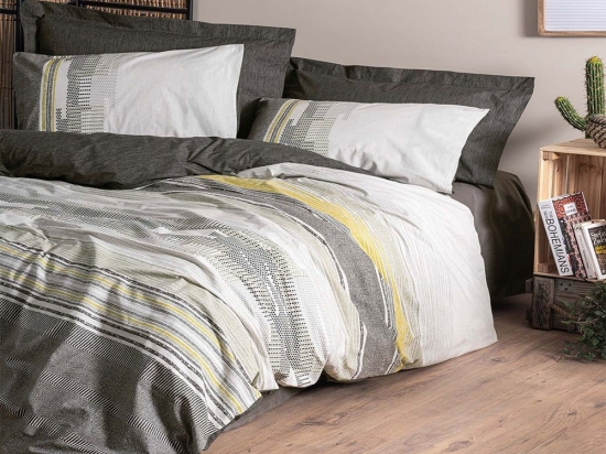 Πάπλωμα Stukke (Σετ 3τμχ) Greige Madi Υπέρδιπλο 220x240cm 100% Βαμβάκι