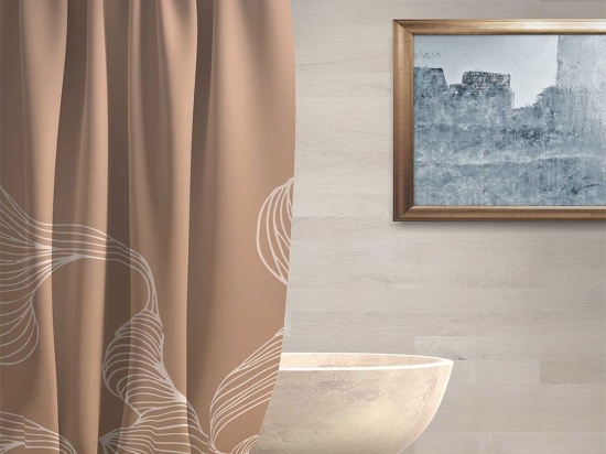 Κουρτίνα Μπάνιου Abstract Beige Madi 180Πx180Υ 180x180cm Pet