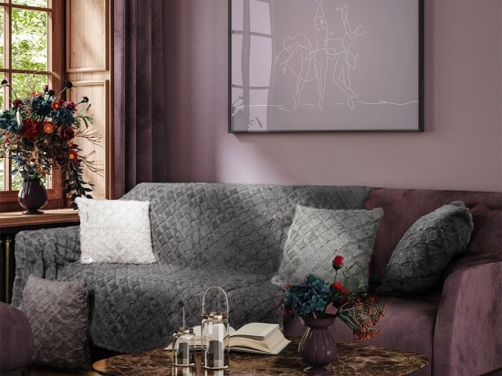 Ριχτάρι Oblong Grey Madi Διθέσιο 180x250cm Οικολογική Γούνα