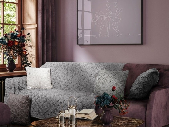 Ριχτάρι Oblong Taupe Madi Τετραθέσιο 180x340cm Οικολογική Γούνα