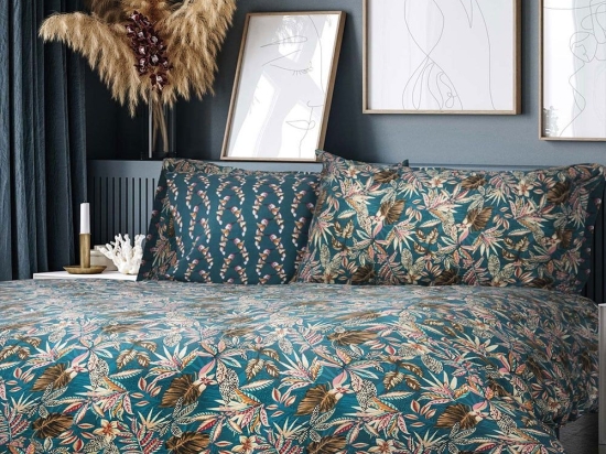 Σεντόνια Wild (Σετ 4τμχ) Petrol Madi Υπέρδιπλο 240x260cm Βαμβάκι-Πολυέστερ