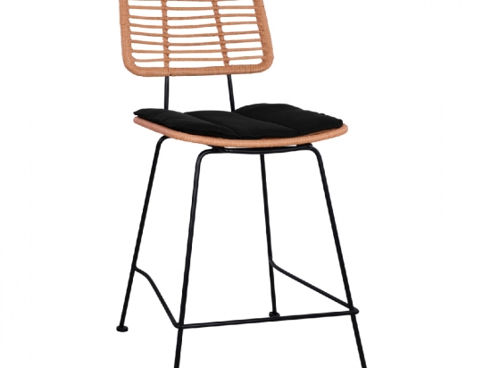 ΣΚΑΜΠΟ ΜΕΣΑΙΟΥ ΥΨΟΥΣ ALLEGRA HM5644 ΜΕΤΑΛΛΙΚΟ ΜΕ WICKER ΣΕ ΜΠΕΖ ΑΠΟΧΡΩΣΗ 55x56x107 εκ.