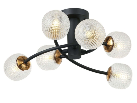 Φωτιστικό Οροφής - Πλαφονιέρα Ifigenia 4239500 Black-Gold Viokef Μέταλλο,Γυαλί