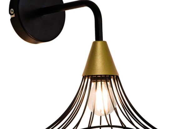 Φωτιστικό Τοίχου - Απλίκα Tina 4252700 E14 Black-Gold Viokef Μέταλλο