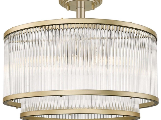 Φωτιστικό Οροφής - Πλαφονιέρα Karolina 4258800 E14 Clear-Gold Viokef Μέταλλο,Γυαλί