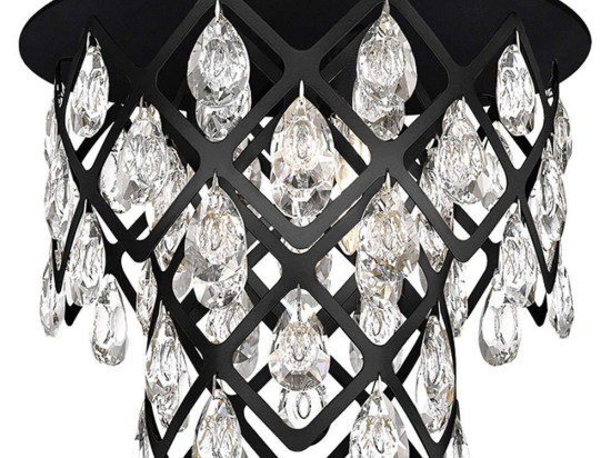 Φωτιστικό Οροφής - Πλαφονιέρα Dominic 4264700 42x33cm 3xE14 40W Clear-Black Viokef Ατσάλι,Γυαλί