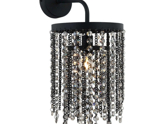 Φωτιστικό Τοίχου - Απλίκα Julianna 4263900 20x44cm 1xE14 40W Clear-Black Viokef Ατσάλι,Γυαλί