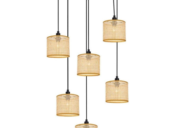 Φωτιστικό Οροφής Erica 4275000 Φ58x150cm 6xE14 40W Natural-Black Viokef