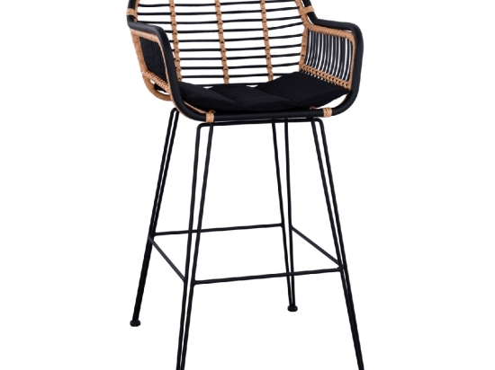 ΣΚΑΜΠΟ ΜΕΤΑΛΛΙΚΟ ALLEGRA HM5690 ΜΕ WICKER ΜΑΥΡΟ-ΜΠΕΖ 55x60x109Υ εκ.