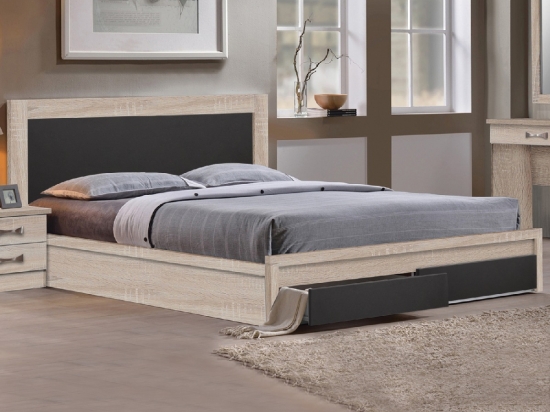 ΚΡΕΒΑΤΙ CAPRI HM312.04 ΜΕ 2 ΣΥΡΤΑΡΙΑ SONOMA-ΓΚΡΙ ΓΙΑ ΣΤΡΩΜΑ 150x200εκ.